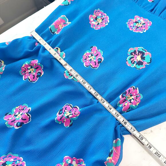 Lilly Pulitzer Sleeveless Blue Pink Floral Blouson Dress Women’s Size Large‎ - Picture 10 of 11